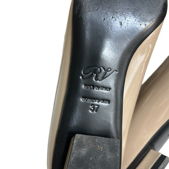 ROGER VIVIER Belle Vivier Patent Leather Neutral Flats With Gold Buckle 37 - Picture 5 of 7